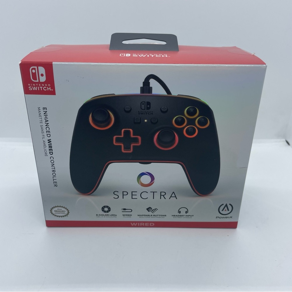Nintendo Black Wired Controller with LED Lighting